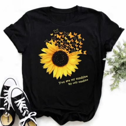 Women's T-shirt Casual Kawaii Sunflower Butterfly