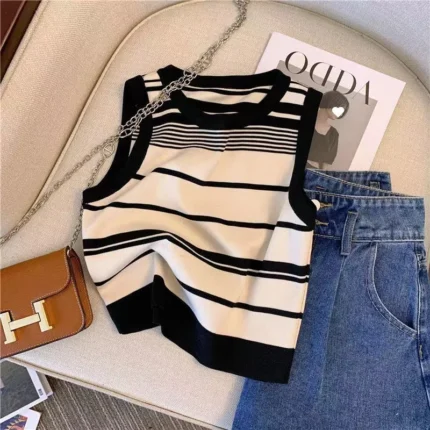 Casual Women's Striped Knitting Sleeveless tanks
